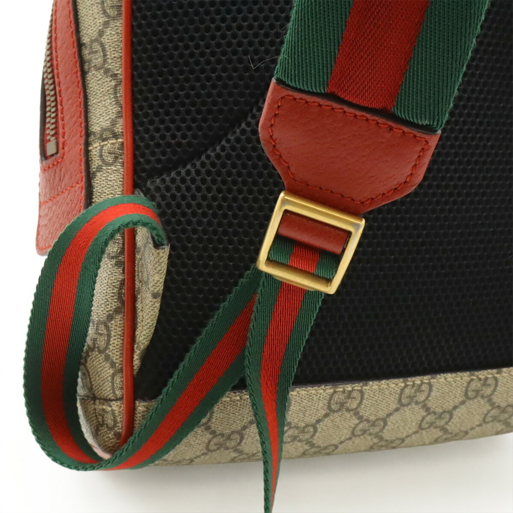 GUCCI GG Supreme BOSCO appliqué dog backpack, leather, beige/red, 495621 - Picture 7 of 10
